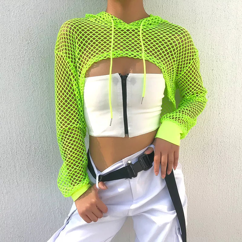 Neon Crop Hoodie