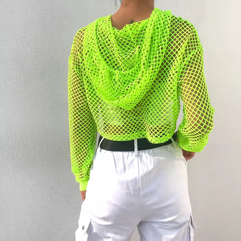 Neon Crop Hoodie