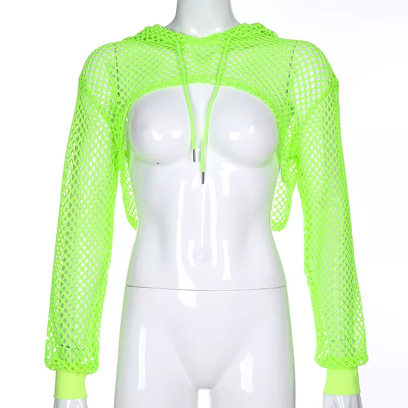 Neon Crop Hoodie